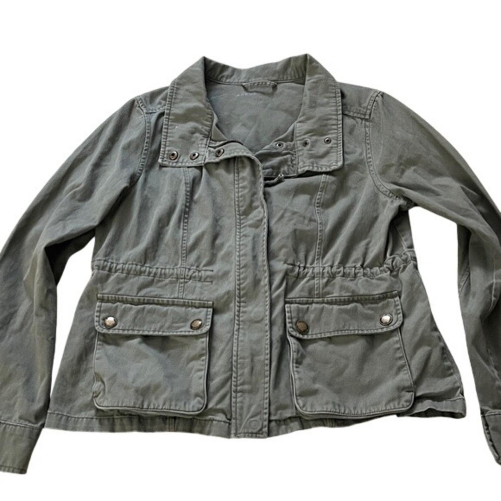 Aeropostale Olive Green Utility Jacket Womens Medium Cotton Field Coat Cinched